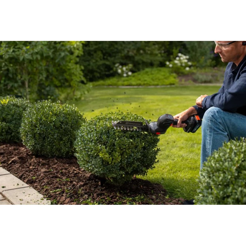 Taille-haies Aspire S20-P4A en situation de taille d'un arbuste